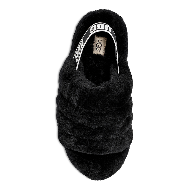 Womens Black Fluff Yeah Slide Slippers