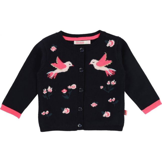 Girls Navy Baby Birds Cardigan