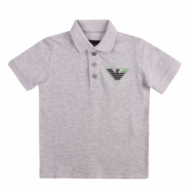 Boys Grey Melange Eagle Patch S/s Polo Shirt