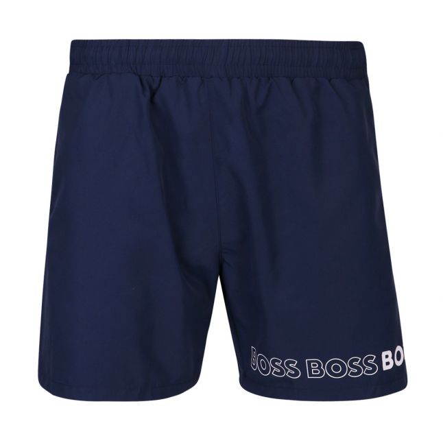 Mens Navy Dolphin Repeat Logo Swim Shorts