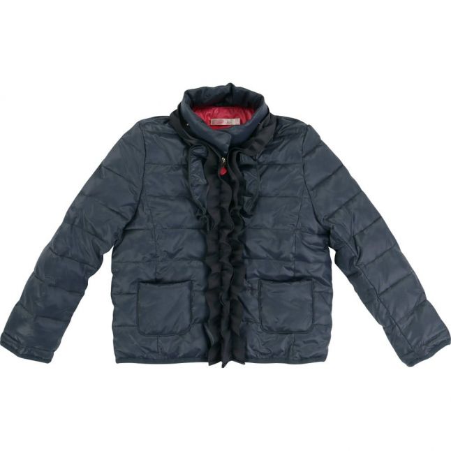 Girls Grey Frill Puffer Jacket