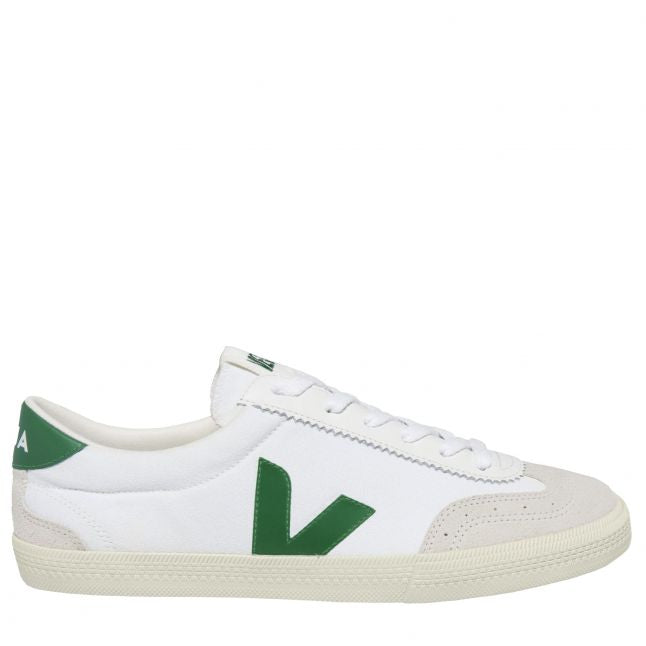 Mens White/Emeraude Volley Canvas Trainers