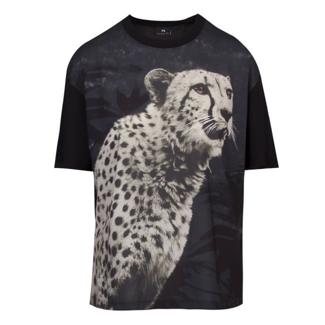 Womens Black Cheetah Photo Print S/s T Shirt