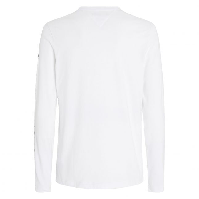 Mens White Tommy Logo Arm L/s T Shirt