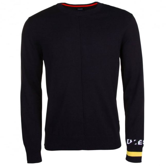 Mens Black K-Top Crew Knitted Jumper