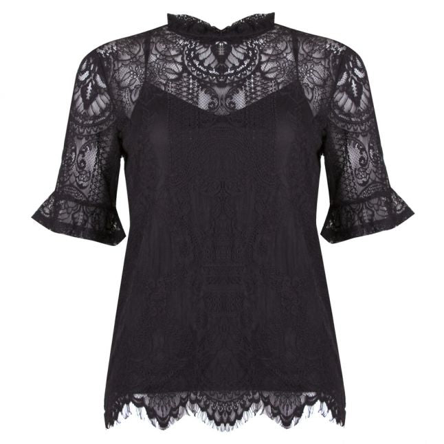 Womens Black Vikarla Lace Detail Top