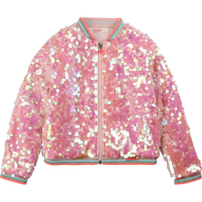 Girls Pink Sequin Bomber Jacket