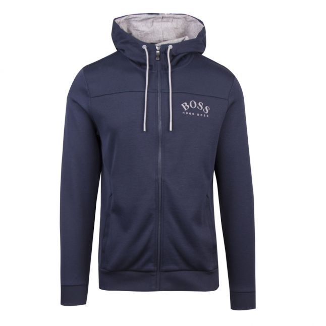 Athleisure Mens Navy Saggy Hooded Zip Through Sweat Top