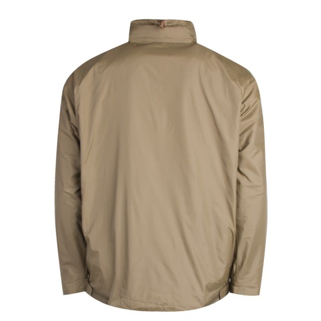 Mens Dark Khaki Half Zip Hooded Jacket