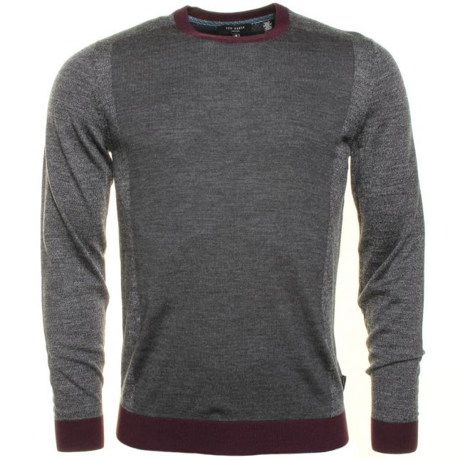 Mens Grey Lewcat Crew Knitted Jumper