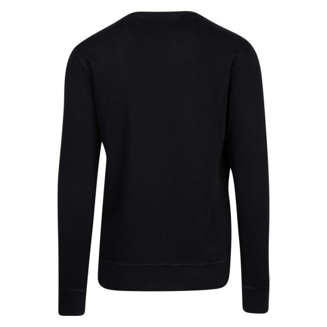 Casual Mens Dark Blue Weave Crew Sweat Top