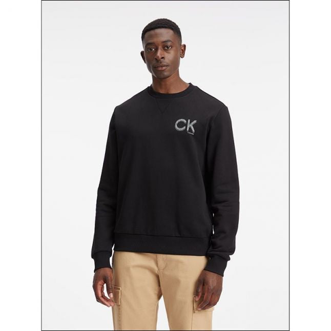 Mens Black Striped Logo Sweatshirt