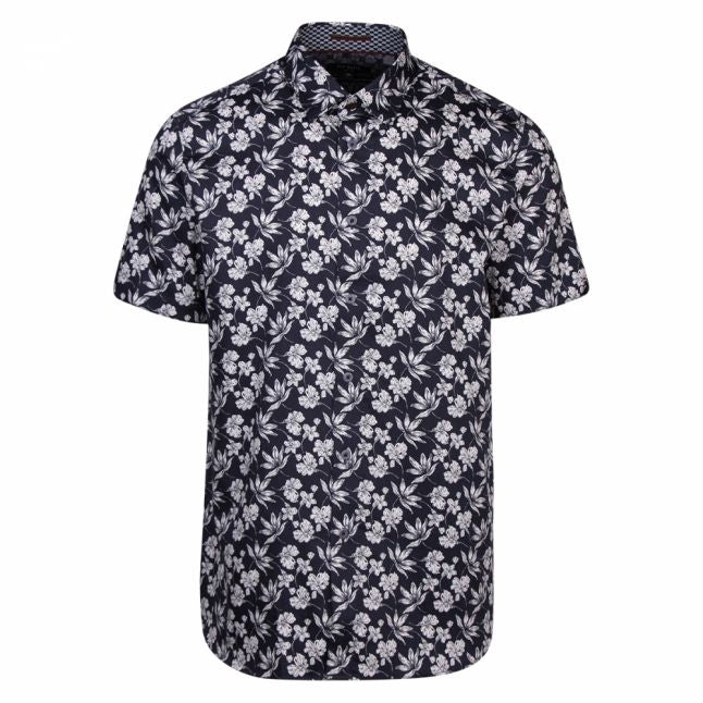 Mens Navy Koalr Floral Print S/s Shirt