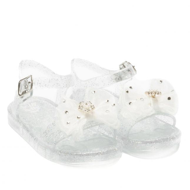 Girls White Jenny Bow Jelly Sandals