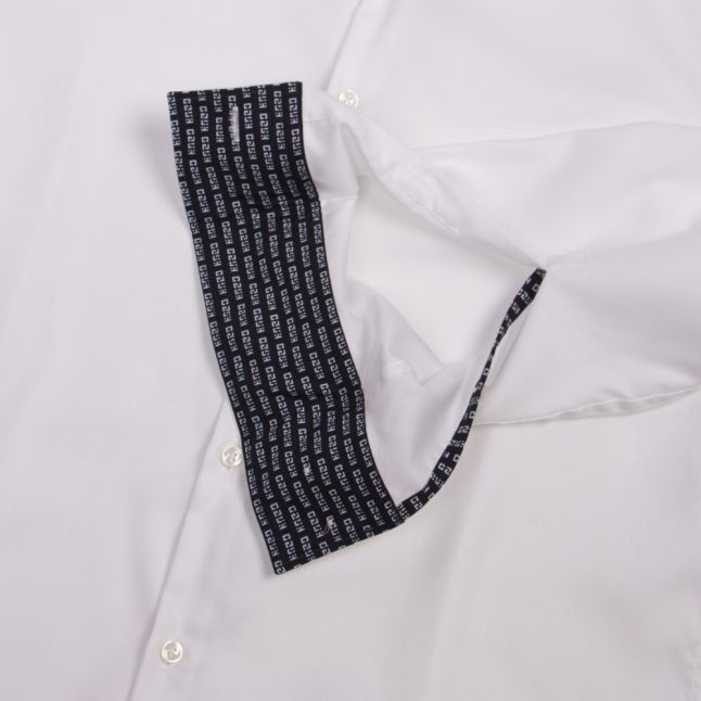 Mens White Koey Textured Logo Trim Slim Fit L/s Shirt