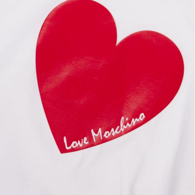 Womens Optical White Branded Heart S/s T Shirt