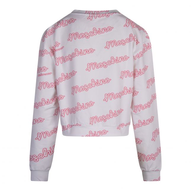 Womens White/Pink Neon Logo Crop Sweat