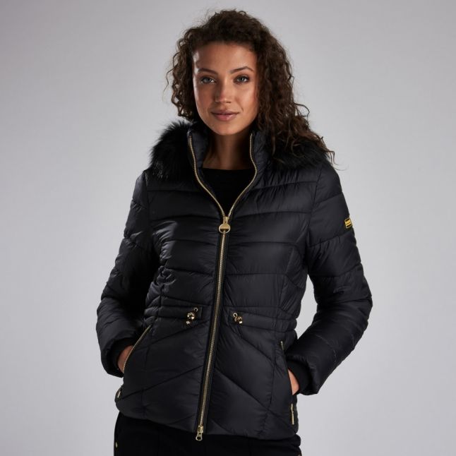 Womens Black Island Hooded Quilted Jacket