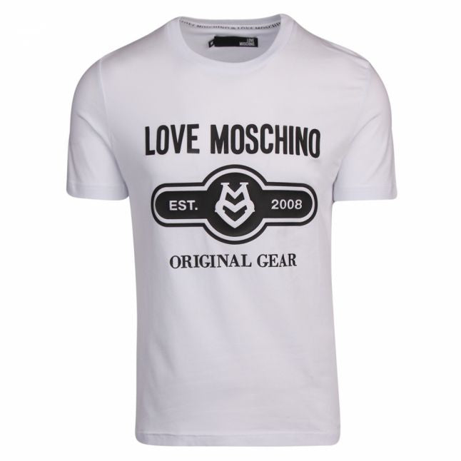 Mens Optical White Chest Panel Logo Slim Fit S/s T Shirt