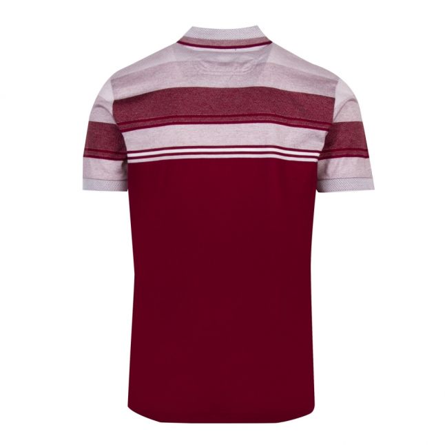 Athleisure Mens Burgundy Paule 5 Stripe Slim Fit S/s Polo Shirt