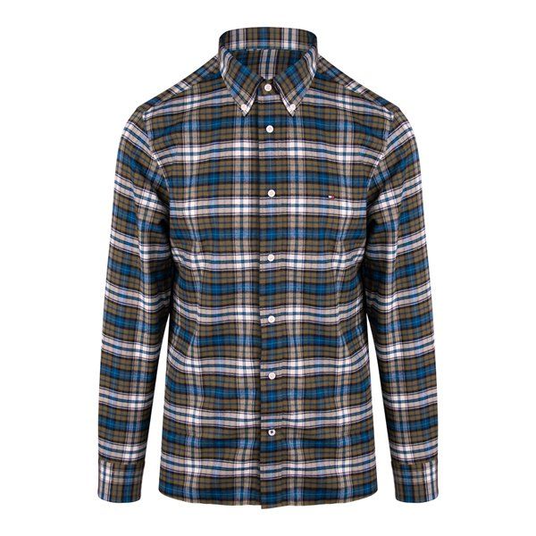 Mens Putting Green/Multi Brushed Tommy Tartan L/s Shirt