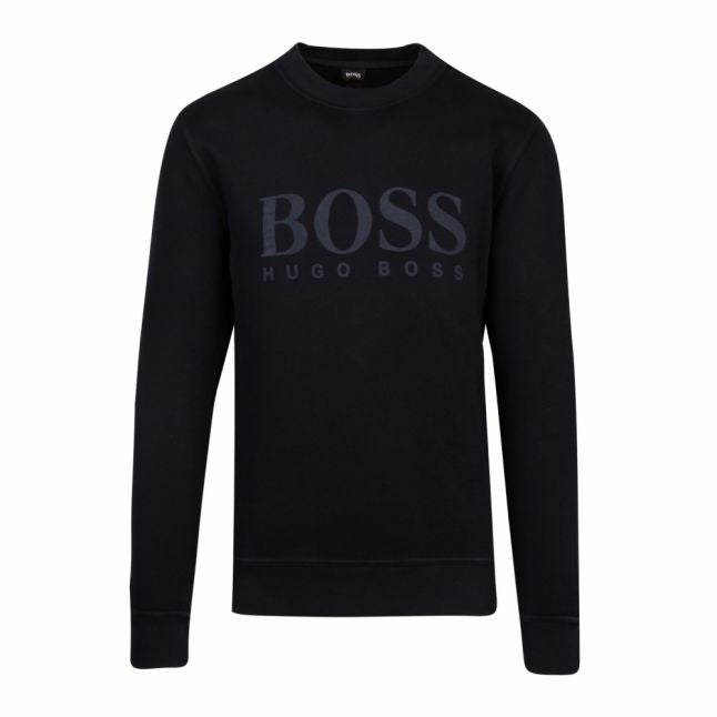 Casual Mens Dark Blue Weave Crew Sweat Top