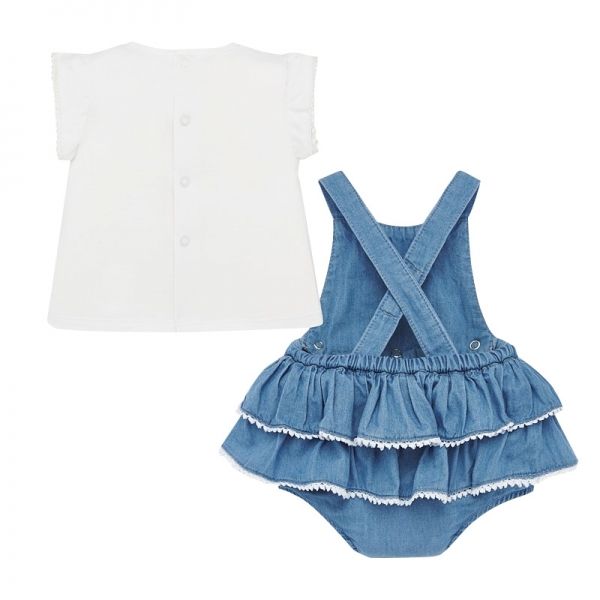 Baby Light Blue Denim Ruffle Dress Outfit