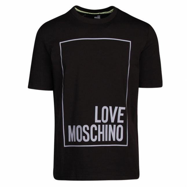 Mens Black Reflective Logo Regular Fit S/s T Shirt