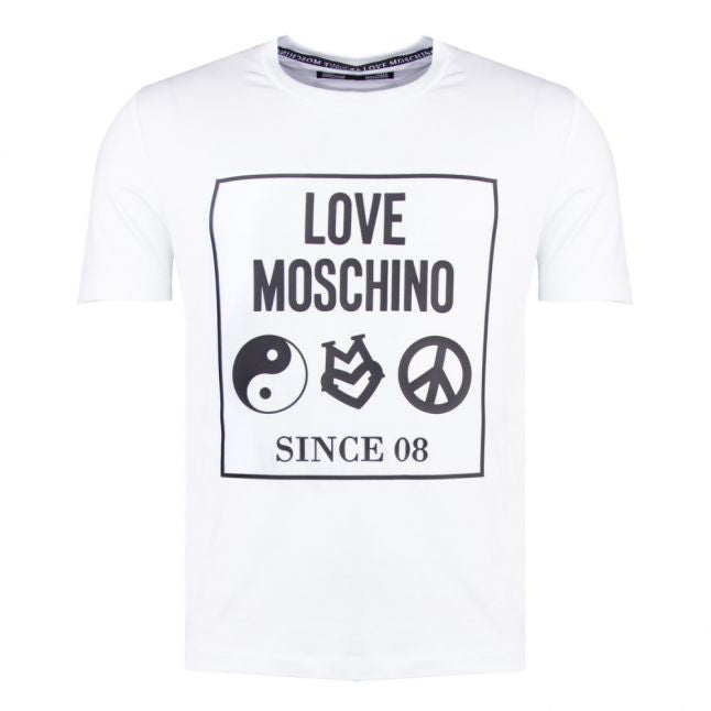 Mens Optical White Logo Symbol Slim Fit S/s T Shirt