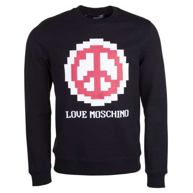 Mens Black Pixel Peace Sweat Top