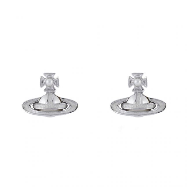 Womens Rhodium/Pearl Simonetta Bas Relief Earrings