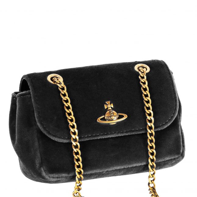 Womens Vivienne Westwood Black Velvet Small Purse with Chain