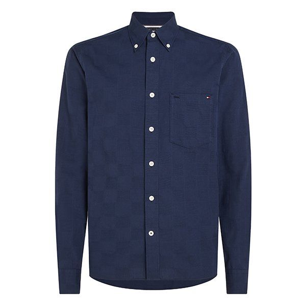 Mens Carbon Navy Gingham Texture Reg L/s Shirt