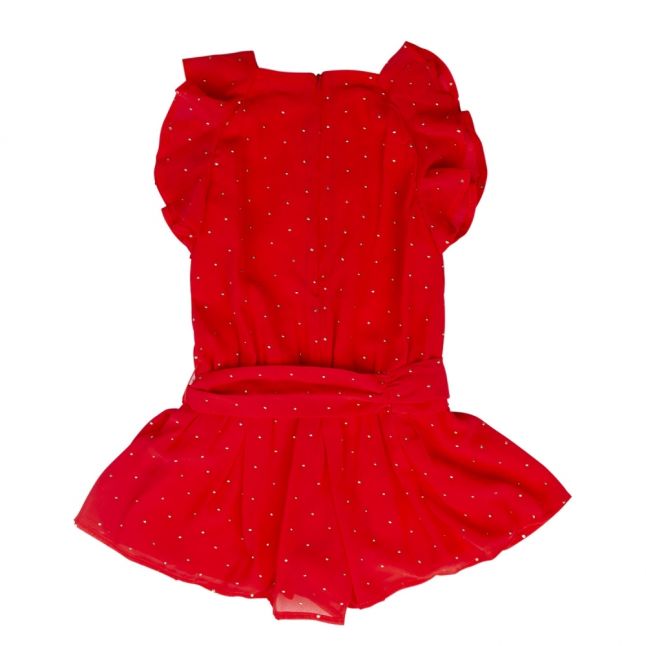 Girls Coral Chiffon Frill Playsuit