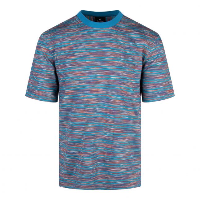 Mens Blue Space Dye Reg Fit S/s T Shirt