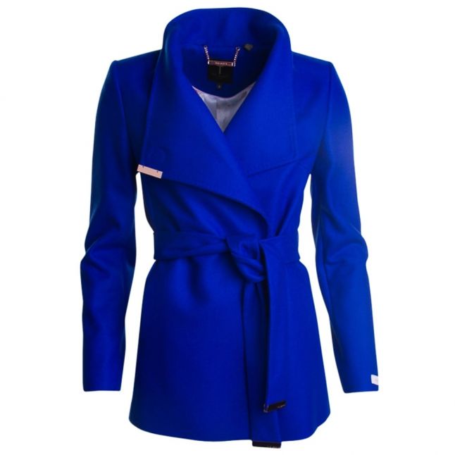 Womens Bright Blue Keyla Short Wrap Coat