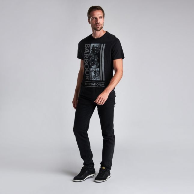 Mens Black Mono Vertical Logo S/s T Shirt