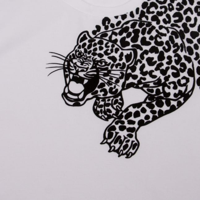 Womens White Leopard Graphic S/s T Shirt