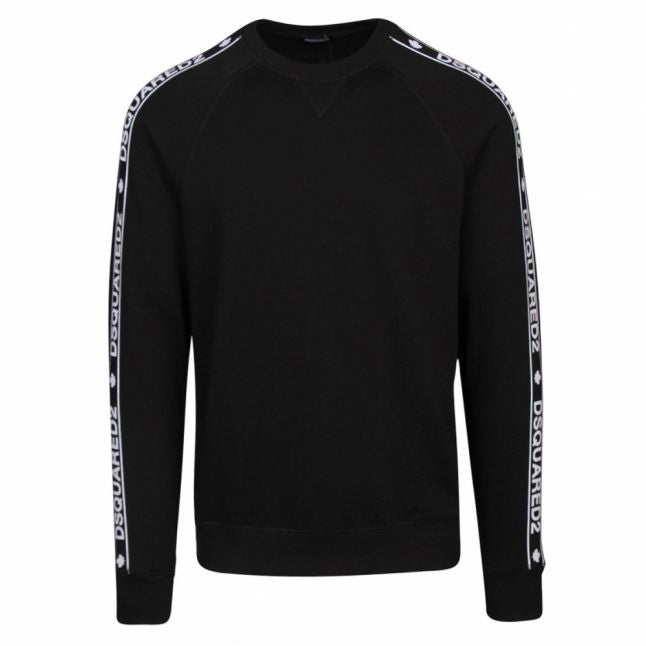 Mens Black Taped Crew Sweat Top