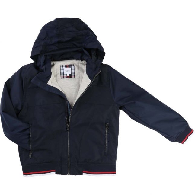 Boys Navy Branded Hooded Jacket