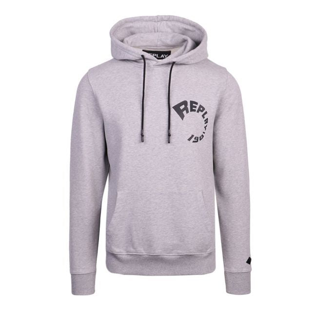 Mens Grey Melange Swirl Logo Hoodie