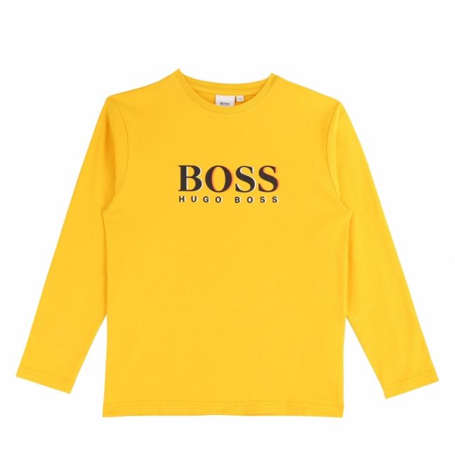 Boys Yellow Layered Logo L/s T Shirt