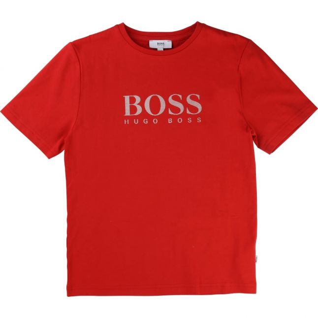 Boys Red Branded S/s T Shirt