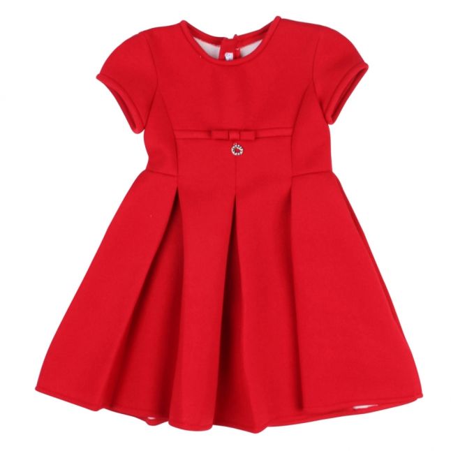 Girls Red Ponte Bow Dress