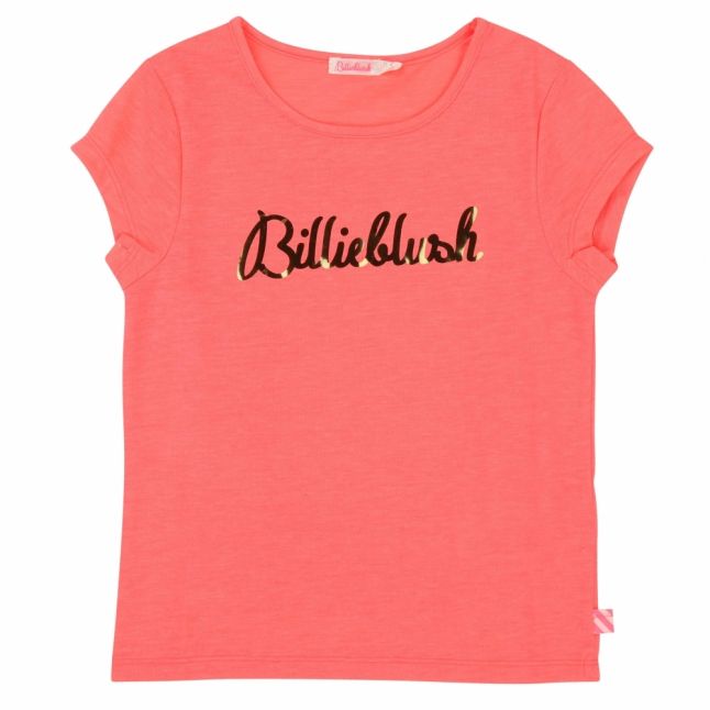 Girls Fuschia Foil Logo S/s T Shirt