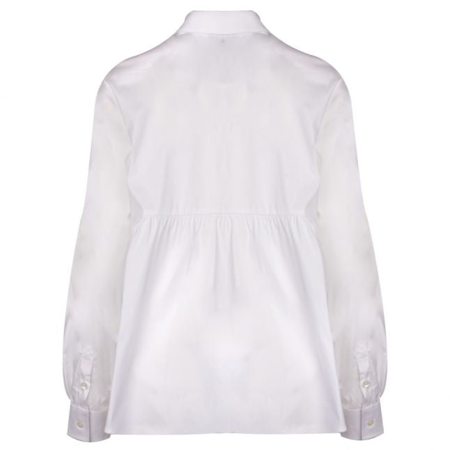 Womens White Pleated Waist Shirt