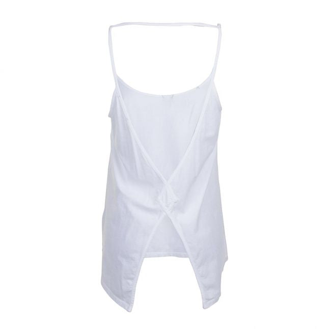 Womens White Open-Back Jersey Vest Top