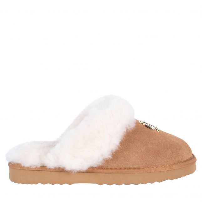 Womens Tan Shearling Slippers