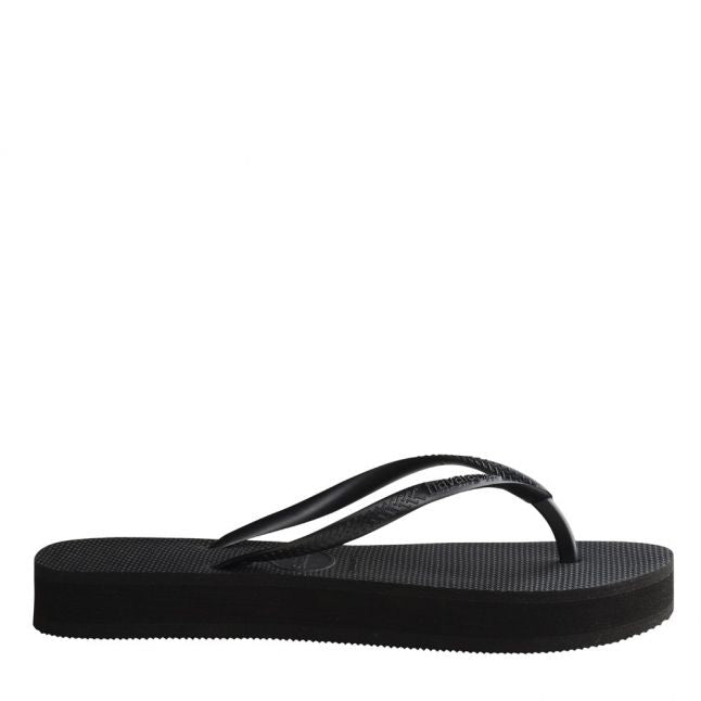 Womens Black Slim Flatform Flip Flops