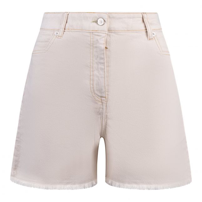 Womens Off White Raw Hem Shorts